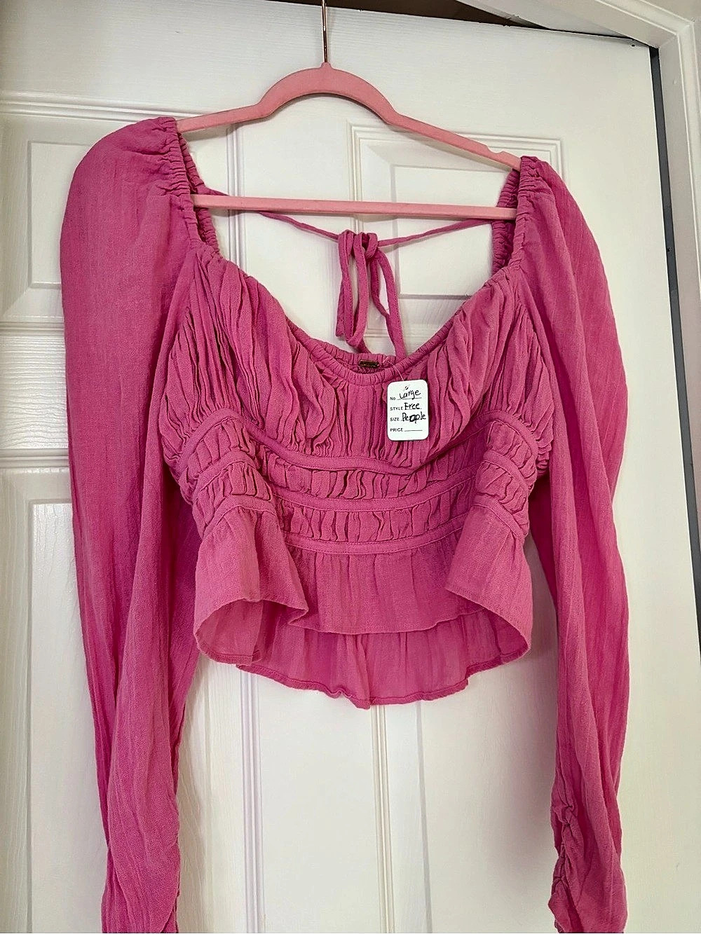 Free People Pink Long Sleeve Blouse Size Small